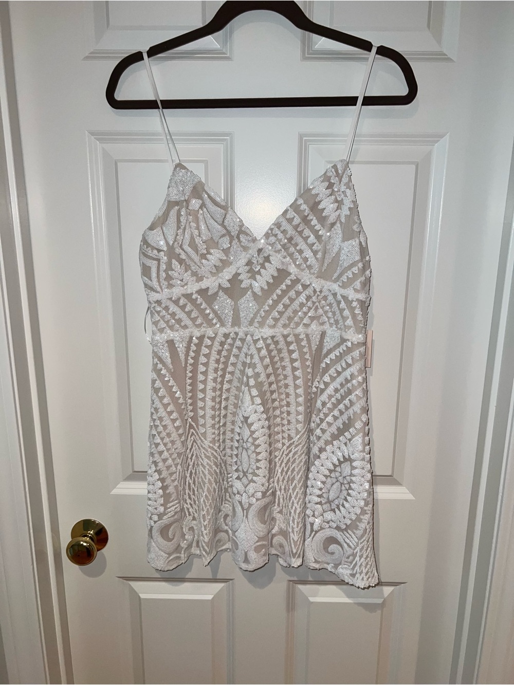 superdown white beaded mini dress